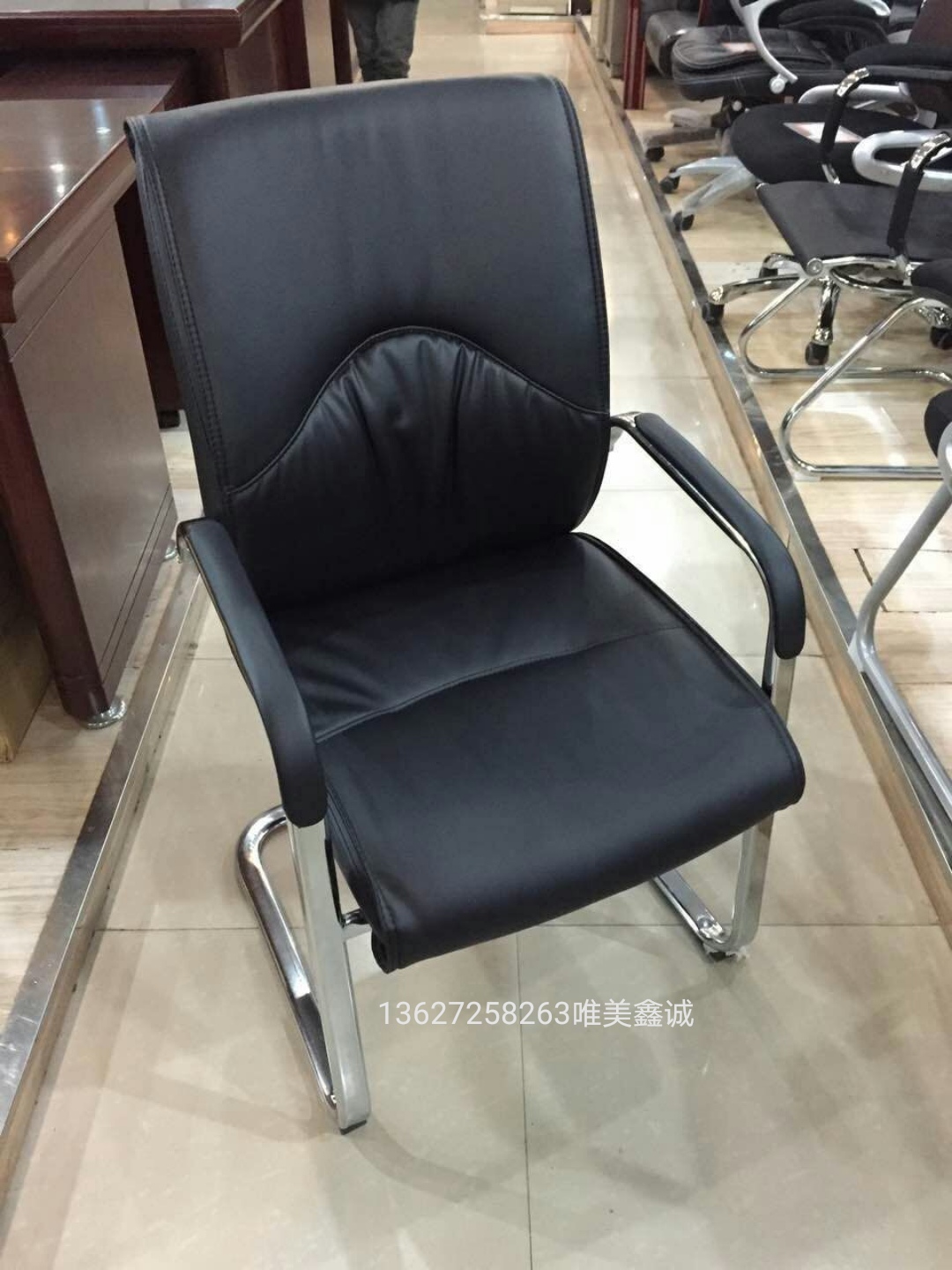 皮面弓字椅WM-BX-038